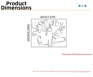 Detail view of funny waterproof cat bathroom sticker showing 20x16cm dimensions and layout