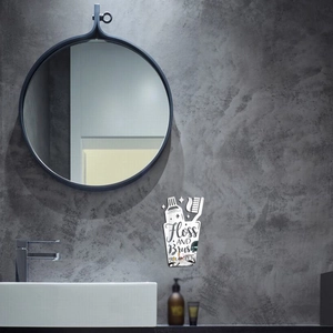 Macro detail of Floss and Brush Your Teeth decorative acrylic bathroom wall stickers
