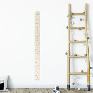 Nordic style wooden height chart for kids room with scale from 50cm to 200cm
