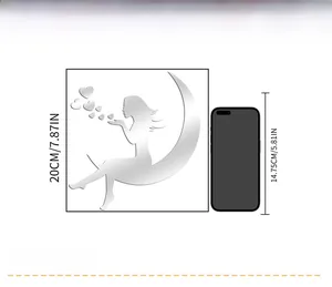 Detail showing the 20cm height of the fairy and moon acrylic mirror wall sticker