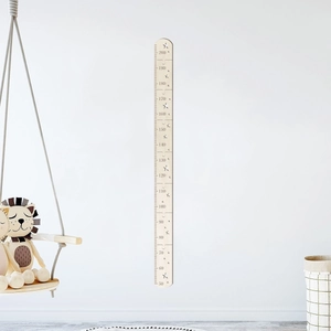 Nordic wooden height chart for kids room with 50 to 200cm scale and star details