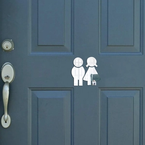 Signalétique miroir 3D en acrylique pour toilettes avec icônes homme et femme