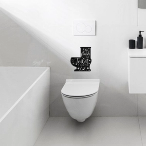 Creative toilet mirror acrylic wall sticker featuring Flush the Toilet Close the Lid text