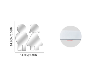 Schéma technique montrant 14,2cm de hauteur et 14,5cm de largeur pour signalétique 3D