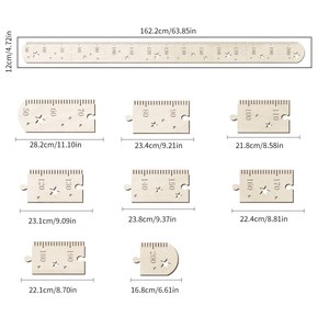 Nordic wooden height chart for kids room featuring puzzle assembly and star engravings