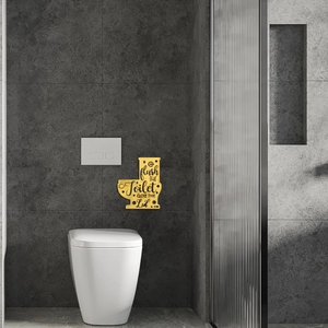 Creative gold acrylic toilet sign with flush the toilet close the lid text for bathroom decor