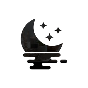 Minimalistisches 1mm Acryl Wandtattoo Set mit Mond und Sternen Spiegelreflexion Design