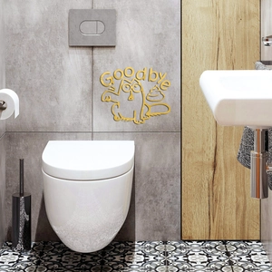 Creative gold acrylic cat wall sticker with Goodbye text for bathroom decor
