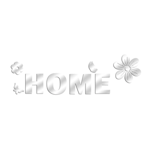 Détails des stickers muraux HOME en acrylique miroir 3D avec fleurs et papillons décoratifs