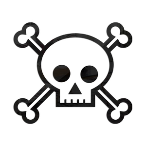 Black skull and crossbones mirror wall sticker in 1mm acrylic for festive home decor