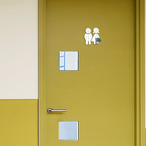 Sticker Mural Miroir en Acrylique 3D Créatif Panneau de Porte de Toilette Icônes Homme Femme Plaque Indicatrice de Salle de Bain