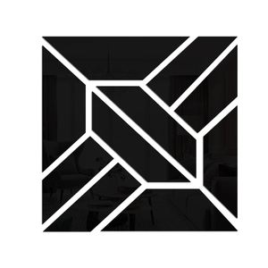 Modern black acrylic mirror wall stickers with geometric patterns for bedroom decoration