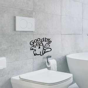 Creative black cat and Goodbye quote waterproof acrylic toilet seat wall sticker decor