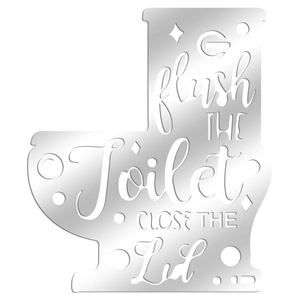 Silver mirror acrylic wall sticker with creative flush the toilet and lid reminder
