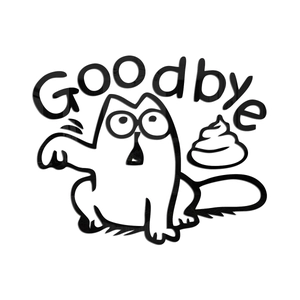 3D acrylic waterproof toilet wall sticker with a funny cartoon cat and Goodbye text