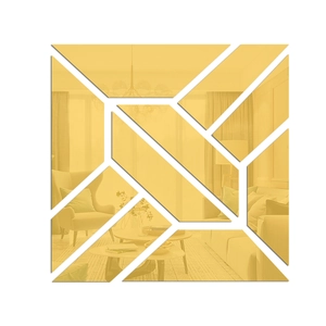 Macro view of gold geometric mirror wall stickers with high reflective acrylic surface