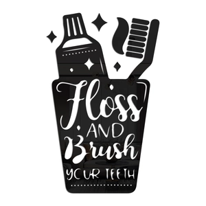 Acrylic mirror wall sticker with toothbrush design and brush your teeth slogan
