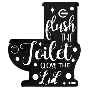 Mirror black acrylic toilet wall sticker featuring creative flush the lid signage