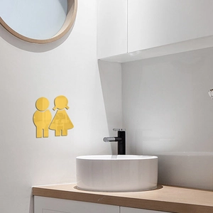 Panneaux de toilette 3D en acrylique doré avec autocollants muraux créatifs pour salle de bain