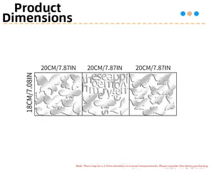 Size chart for 3D butterfly mirror acrylic wall stickers with measurement dimensions
