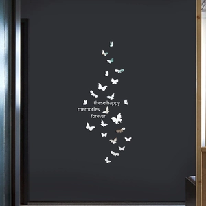 3D Mirror Butterfly Wall Stickers With Quote Acrylic DIY Removable Art Decal For Bedroom Living Room Home Decor