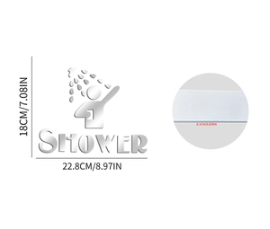 Detail showing 1mm thickness of silver acrylic shower mirror wall sticker mural