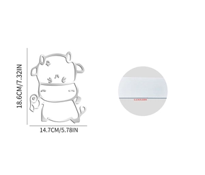 Detailed view of 18.6x14.7cm cartoon animal metal cutting die with 0.1cm thickness mark