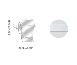 Detail of 1mm mirror acrylic toilet wall sticker showing dimensions and 0.1cm thickness