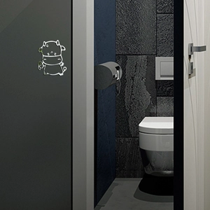 3D white acrylic cow wall sticker cartoon decor for modern bathroom door and home walls