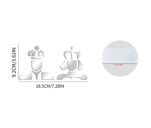 Detail showing 0.1cm thickness and dimensions of mirror finish acrylic wall stickers