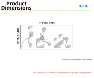 Detailed size guide for 1mm thick acrylic 3D mirror wall stickers for bathroom decor