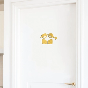 Creative 1mm gold acrylic mirror wall sticker featuring male and female restroom icons