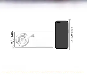 Size comparison of 8cm Hit The Target acrylic wall sticker next to a smartphone