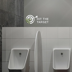 Modern 1mm silver acrylic mirror wall decal with Hit The Target bullseye design