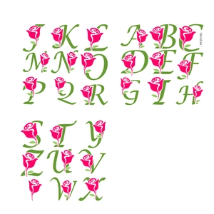 Stickers muraux alphabet fleuri avec 26 lettres vertes et roses pour décoration intérieure
