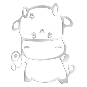 Macro shot of a cartoon hippo shaped carbon steel cutting die for DIY scrapbooking