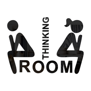 3D acrylic mirror wall decal featuring thinking figures and Thinking Room text