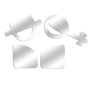 Silver mirror acrylic bathroom sign wall stickers with 1mm thickness 4-piece set