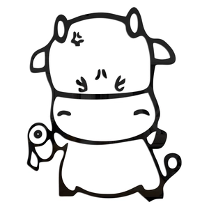 Cute cartoon cow acrylic wall sticker with 1mm mirror effect for bathroom home decoration