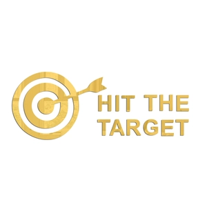 Detailed view of 1mm gold acrylic mirror wall decal with Hit The Target bullseye design