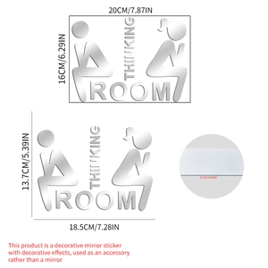 Creative mirror acrylic 3D wall sticker with Thinking Room text for bathroom decor