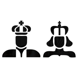 3D acrylic mirror wall stickers featuring minimalist black King and Queen silhouettes