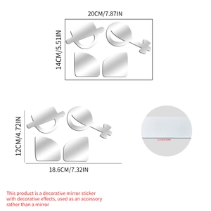 3D acrylic mirror wall stickers for restroom signs with dimension specifications