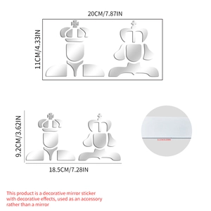 Reflective silver acrylic crown mirror wall stickers set with 1mm thickness specification