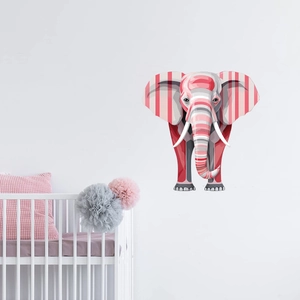 Stickers Muraux Éléphant Créatifs Style Nordique pour Chambre d'Enfant Autocollant Mural en PVC Animaux Rayés Décoration Maison
