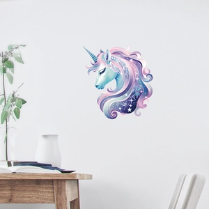 Unicorn wall decal with galaxy stars and moon design for children room wall decor