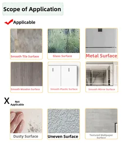 Guide pour autocollants d'automne montrant les surfaces lisses et les murs non adaptés