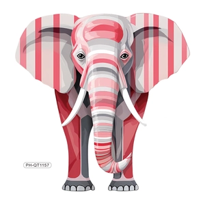 Sticker mural éléphant nordique avec rayures géométriques colorées pour chambre enfant
