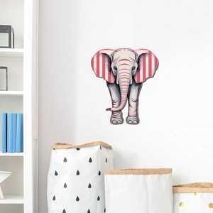 Sticker mural éléphant nordique créatif pour chambre d'enfant au style dessin animé