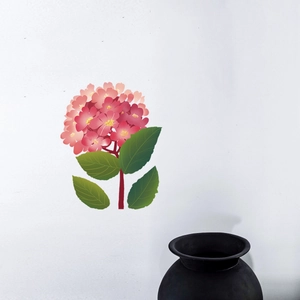 Sticker mural autocollant avec fleurs d'hortensia roses pour décoration d'intérieur